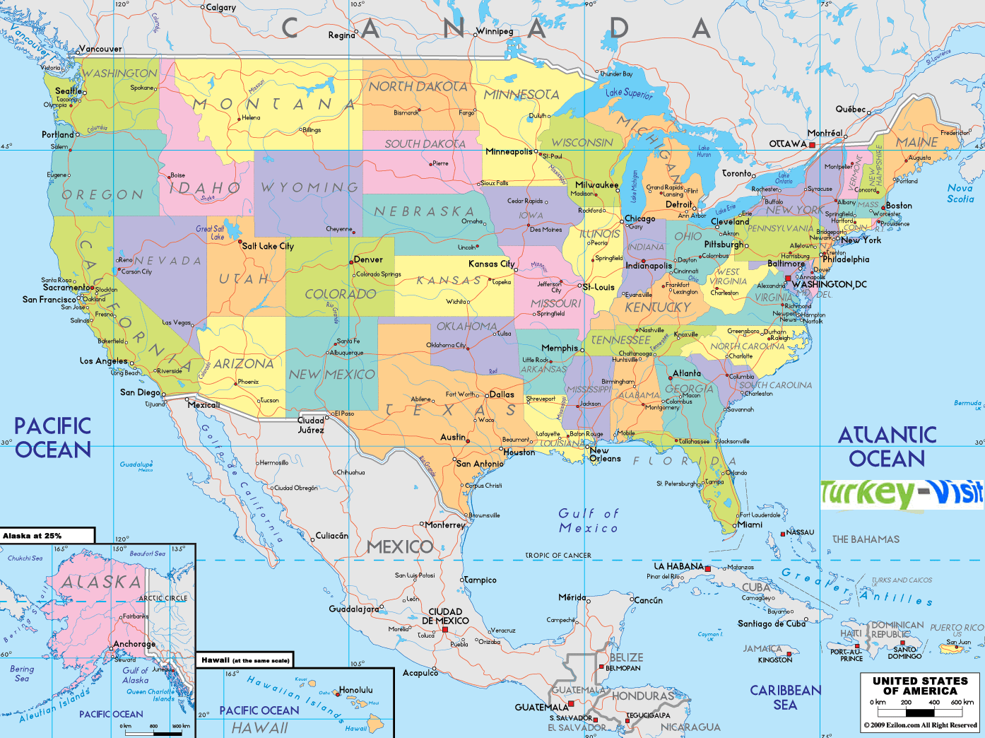 etats unis carte