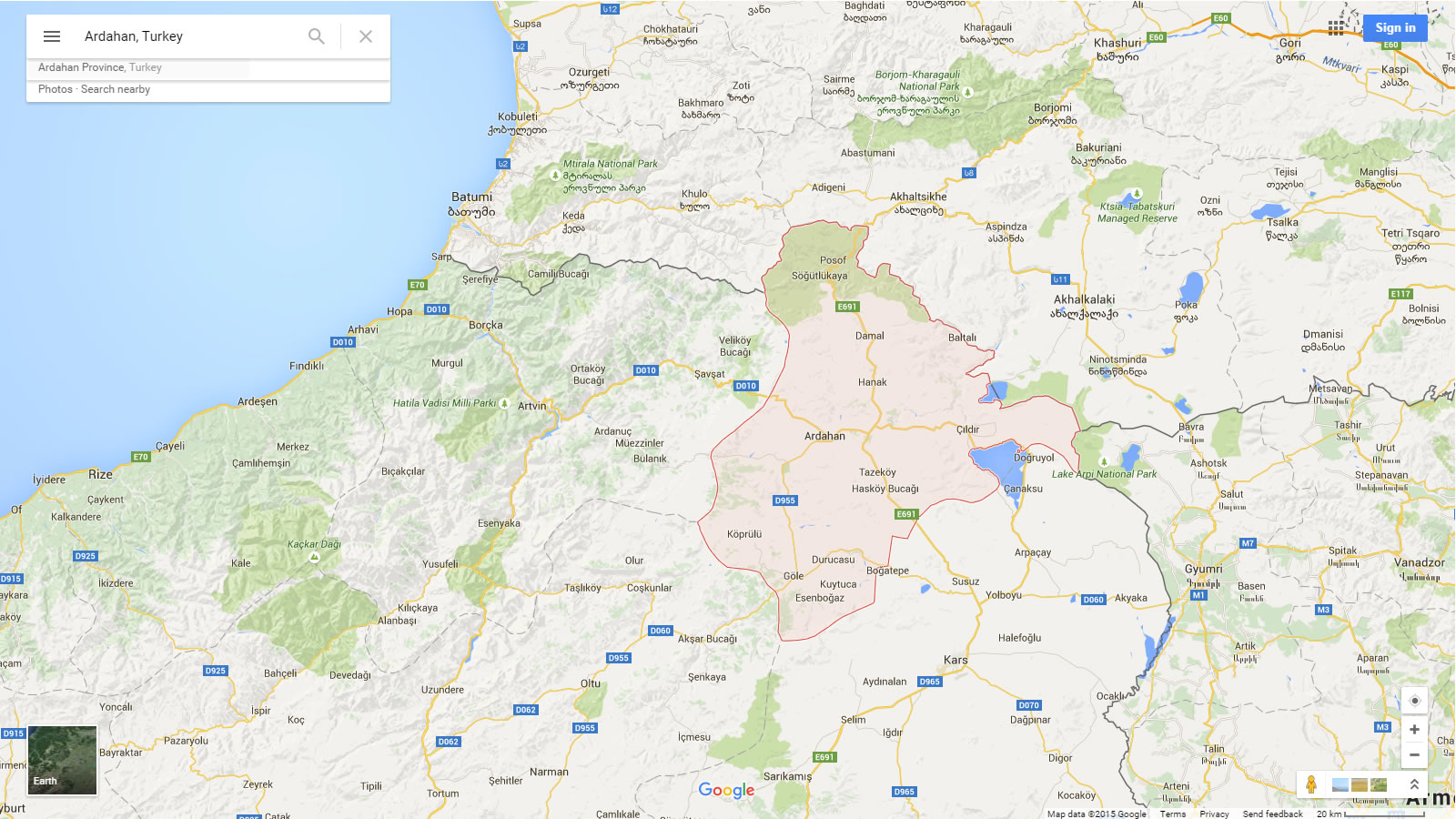 Hanak Map, Ardahan