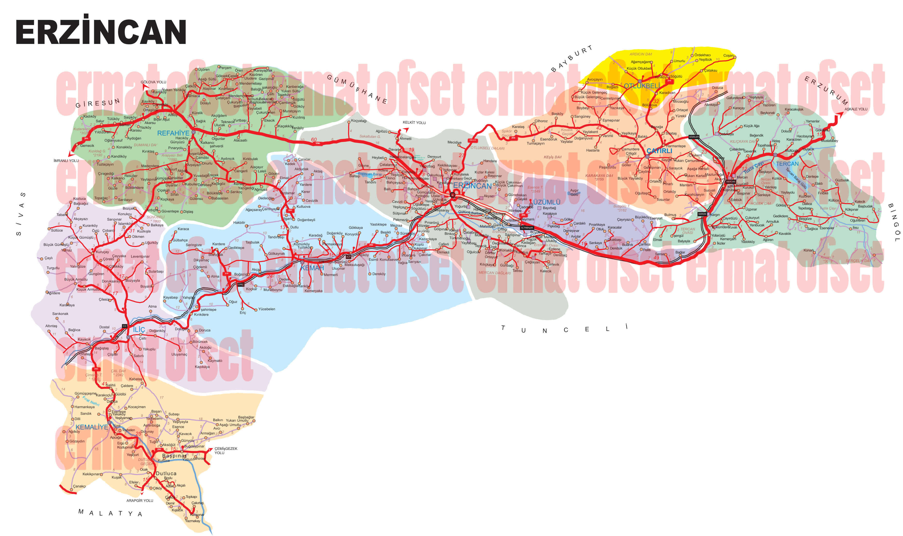 Tercan Map, Erzincan