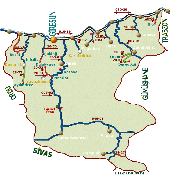 Eynesil Map, Giresun