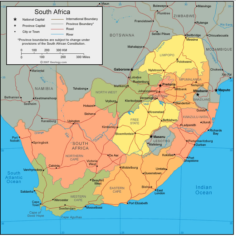 carte sud afrique