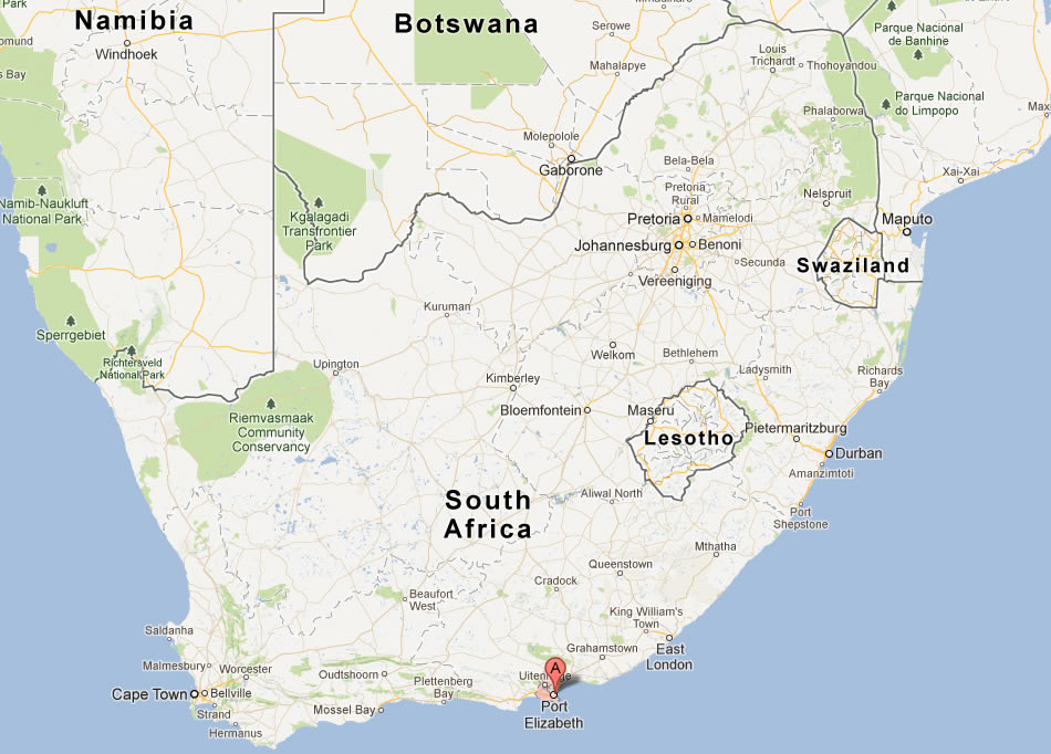 plan de Port Elizabeth sud afrique