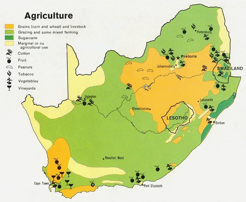 sud afrique agriculture carte