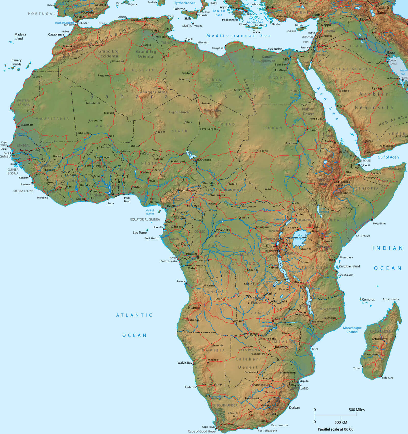 physique cartes du afrique