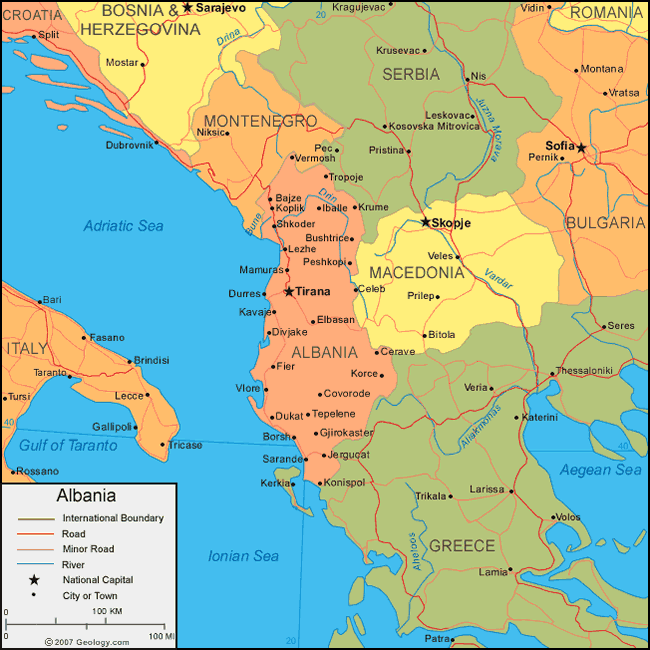 carte du albanie