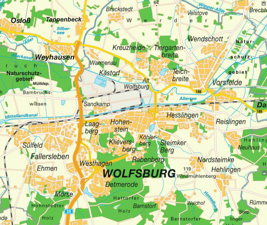 Wolfsburg ville centre plan