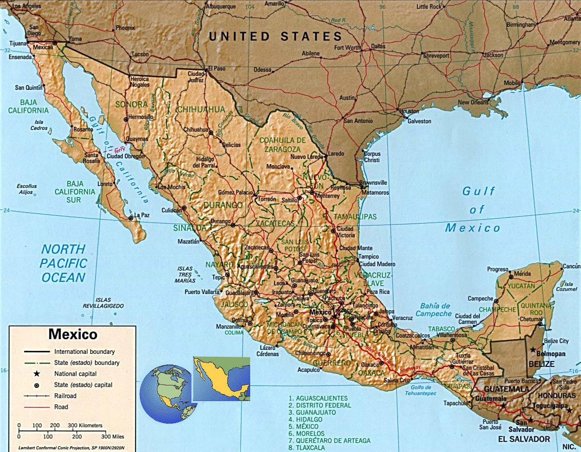 amerique du nord carte mexique