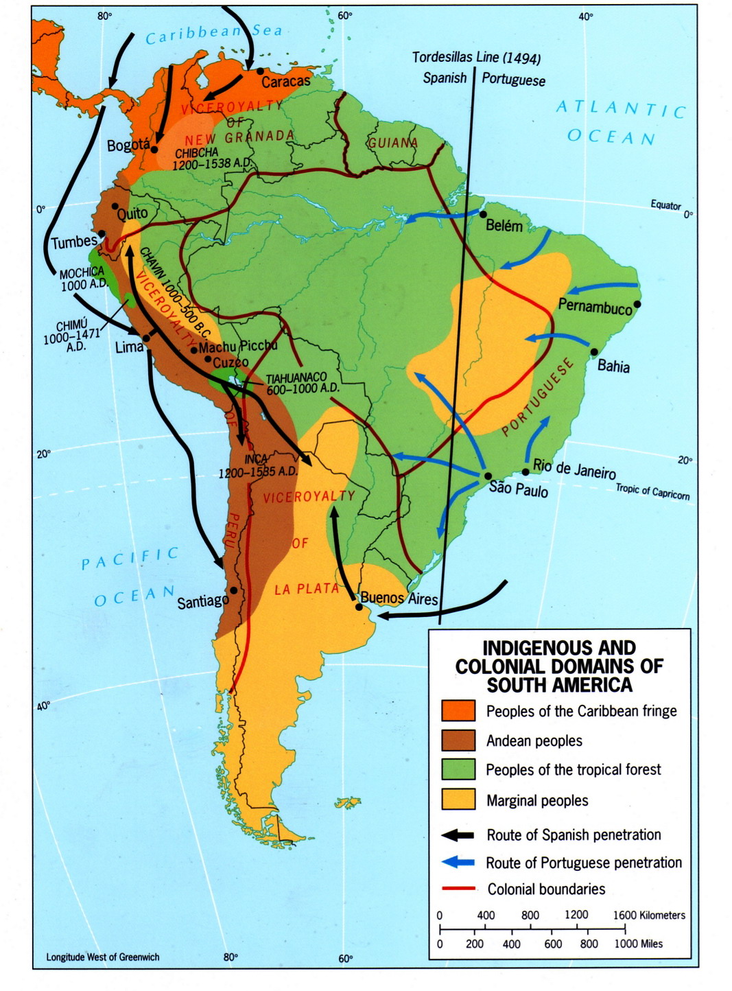 amerique du sud colonies carte