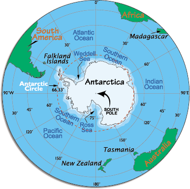 Antarctique carte monde