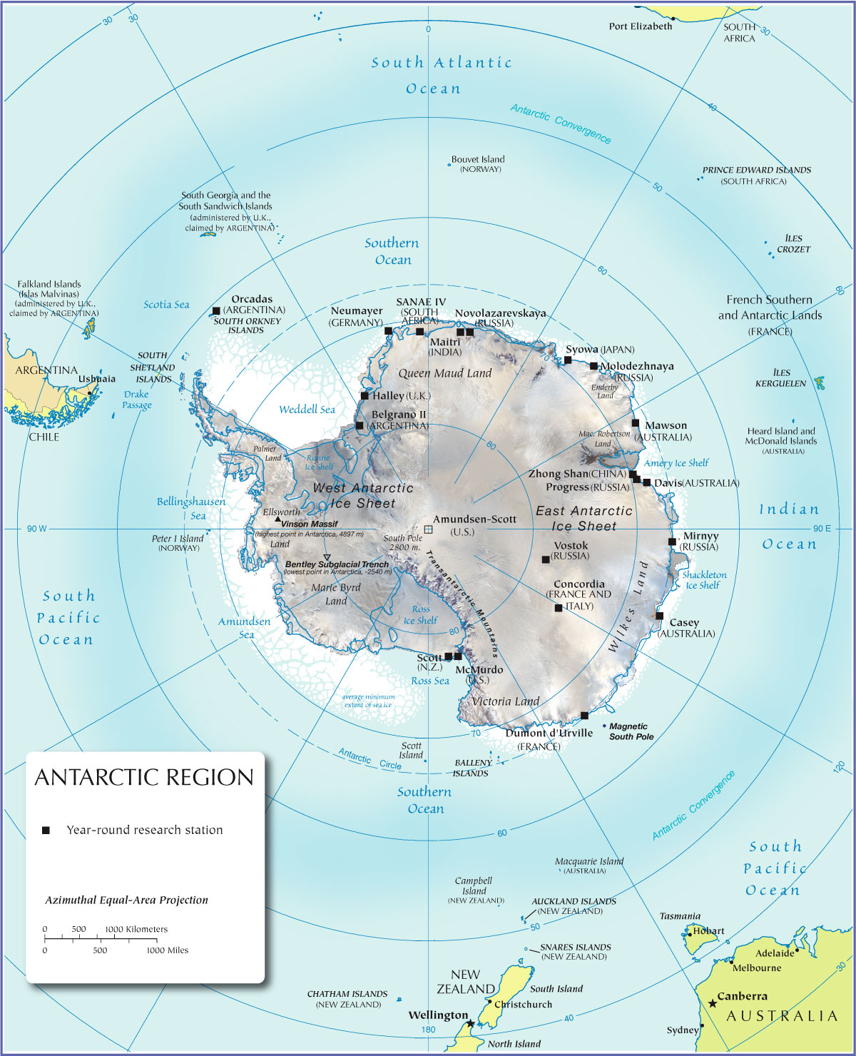 carte du Antarctique