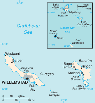 Antilles Neerlandaises carte willemstad