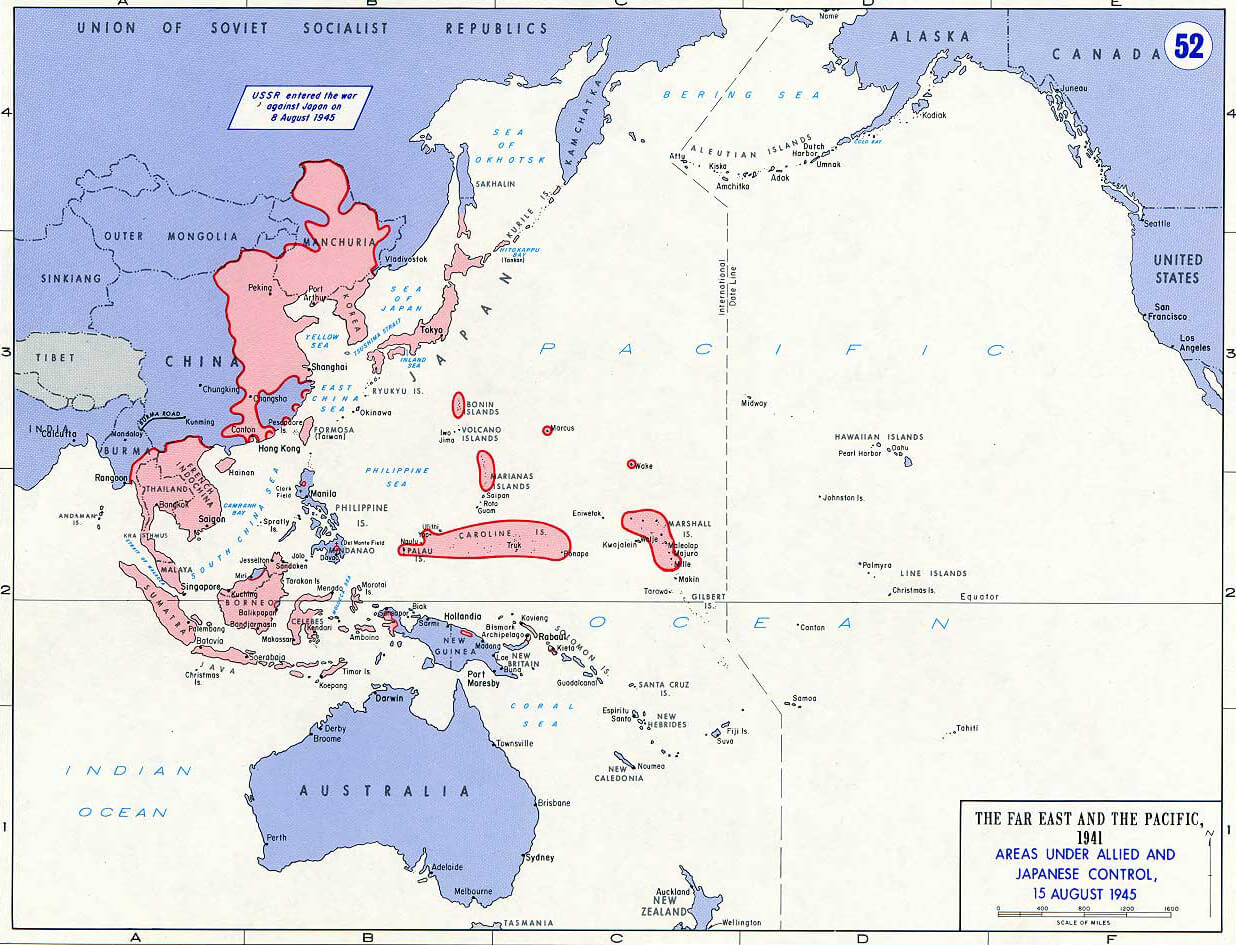 asie pacifique guerre carte 1945