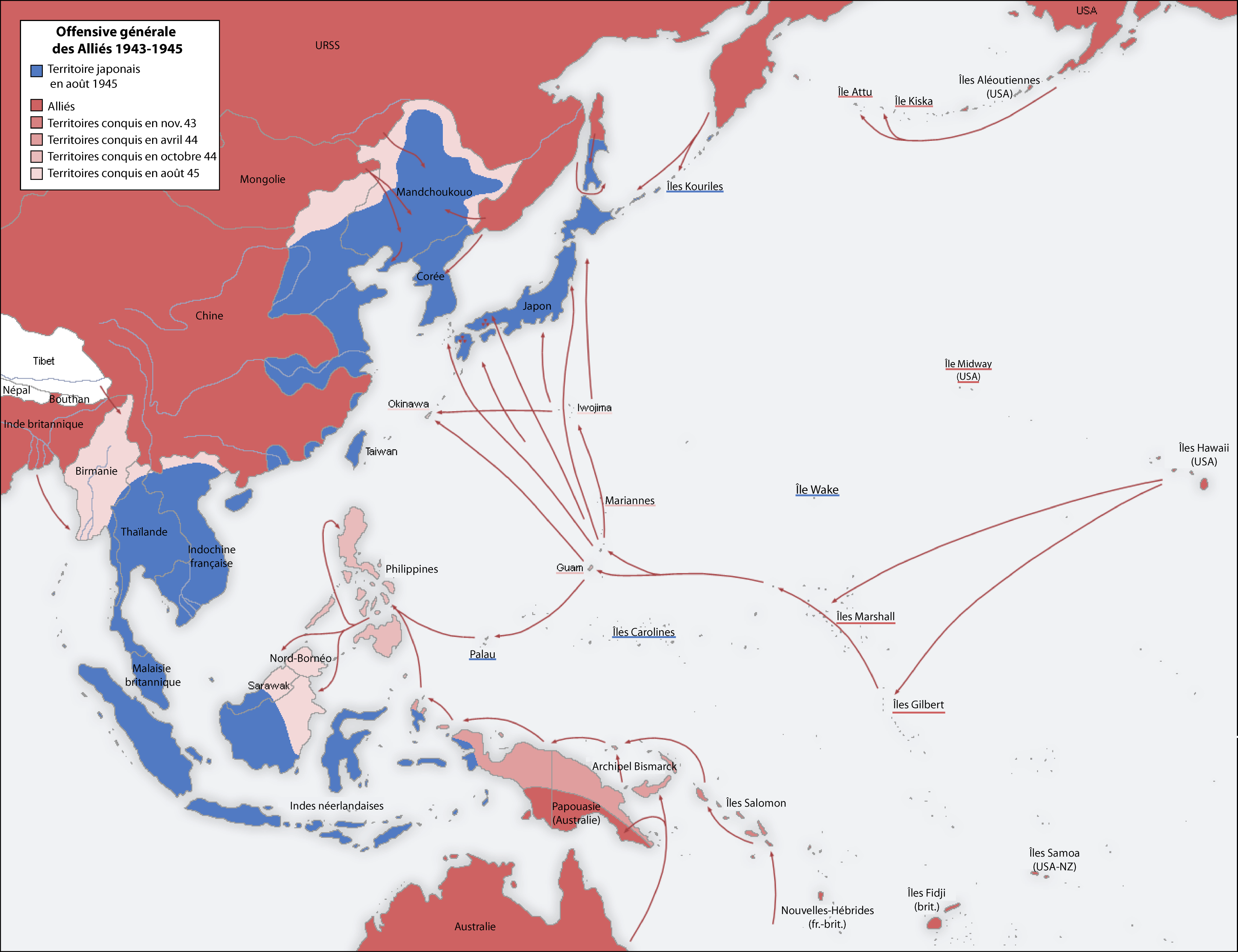 deuxieme monde guerre asie 1943 1945 carte