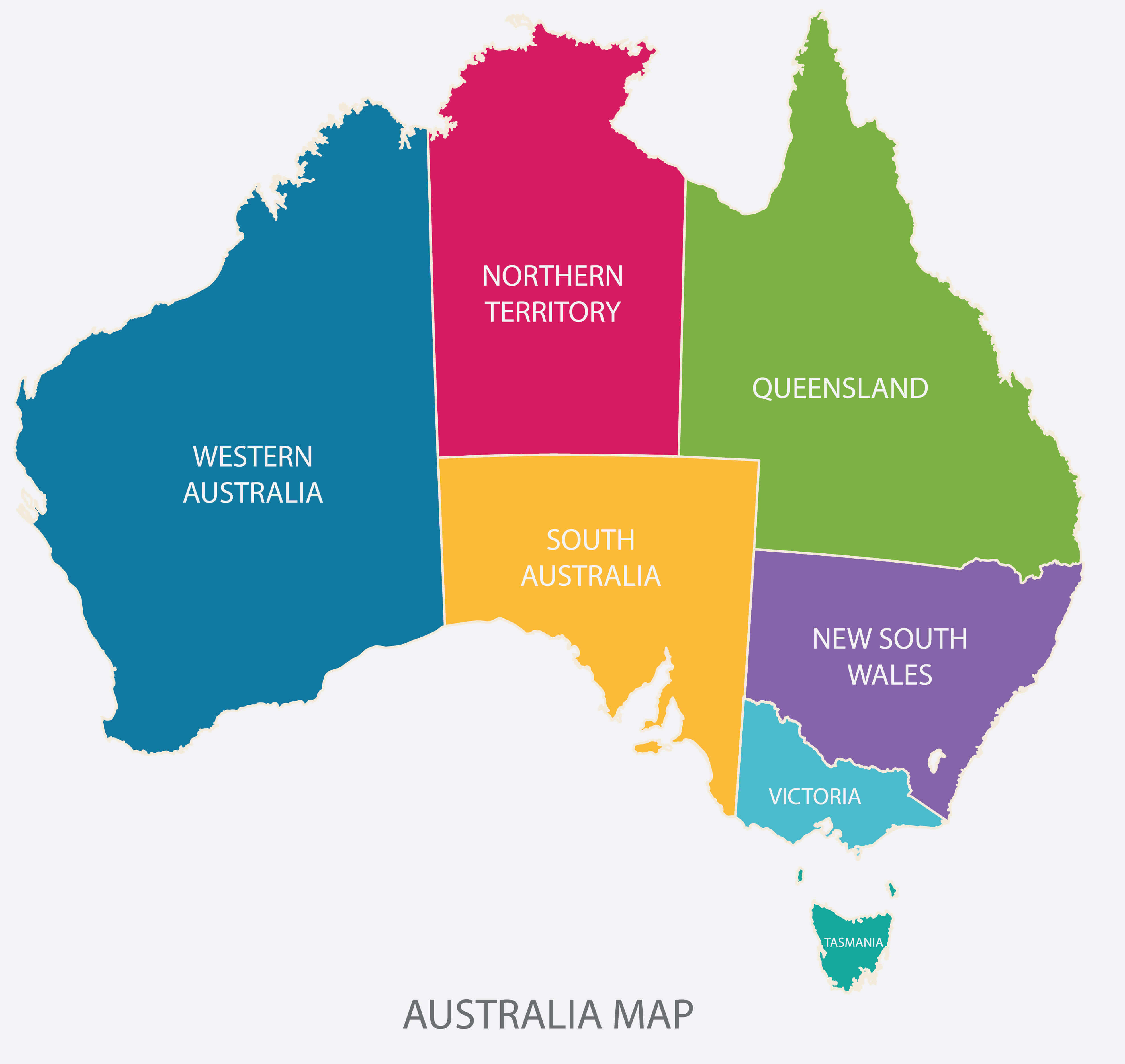 Australie Carte with régions