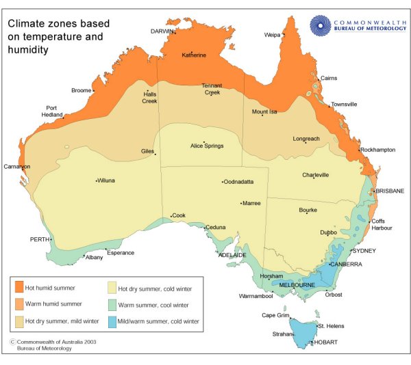 australie temperature carte