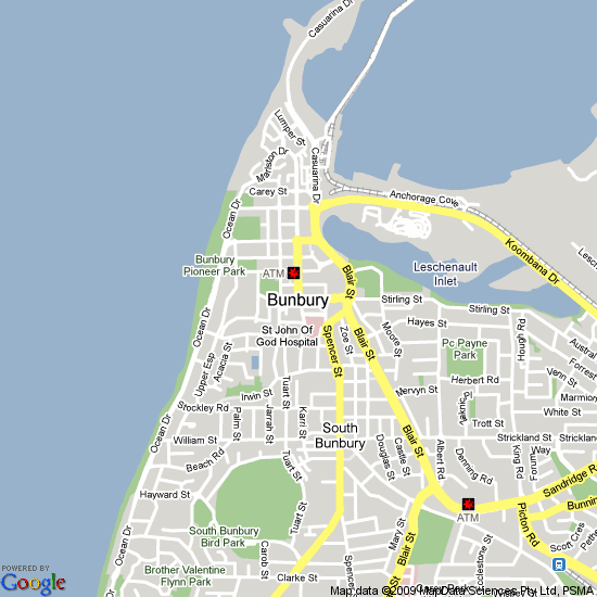 bunbury tourist map