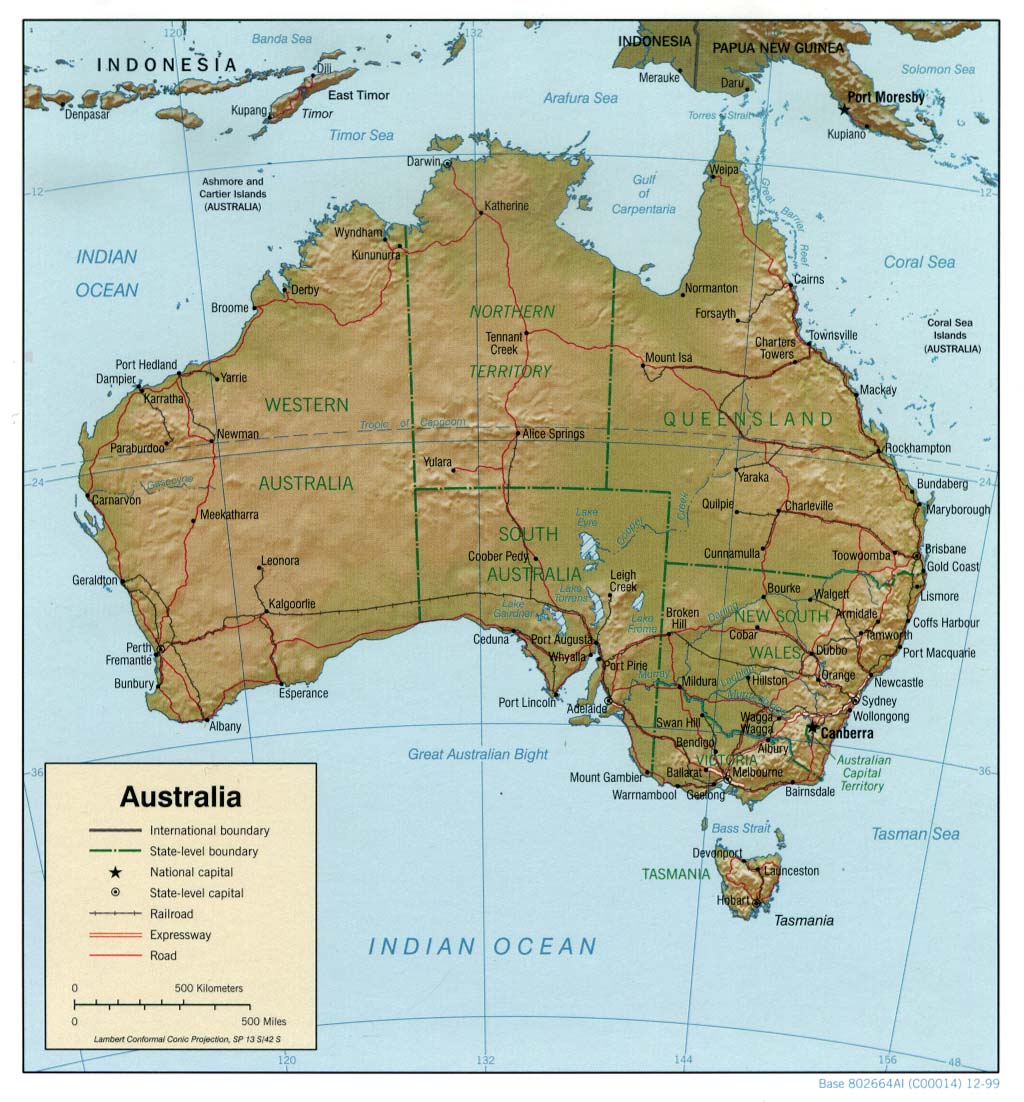 cartes du australie