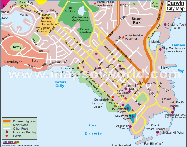 darwin centre ville plan