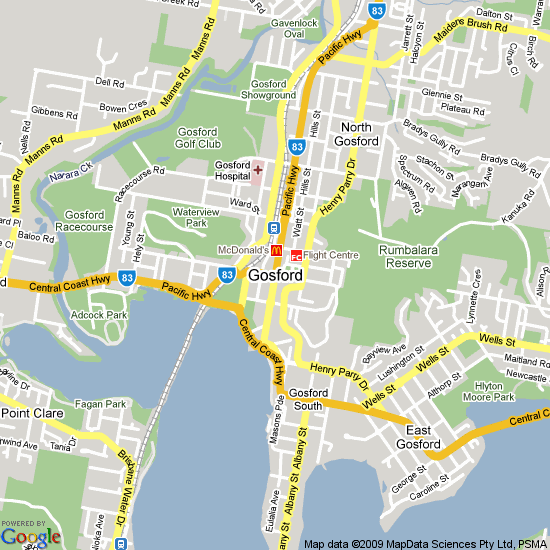 centre ville plan de Gosford