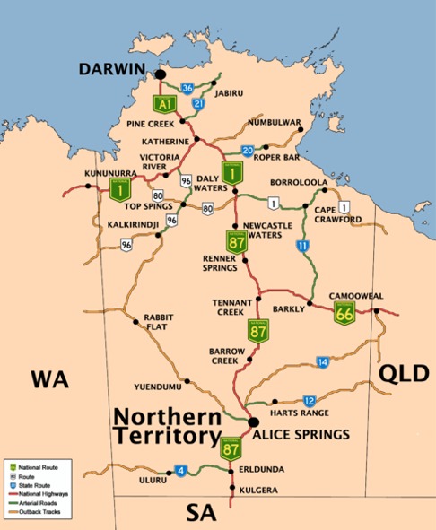 nordern Territory  itineraire plan Mackay