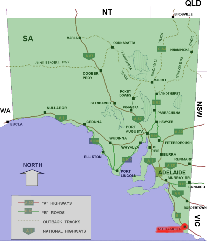Mount Gambier location plan sud australie