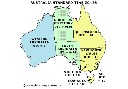 australie fuseau horaire Palmerston plan