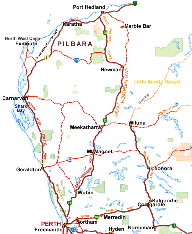 Port Hedland itineraire plan