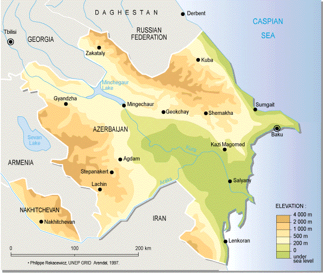 Topographique carte du azerbaidjan