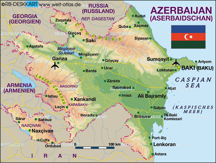physique carte azerbaidjan