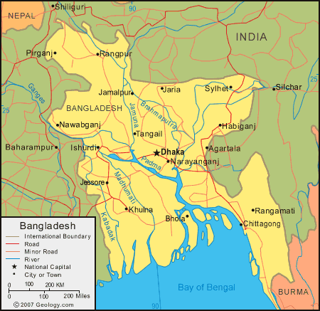 carte du Bangladesh