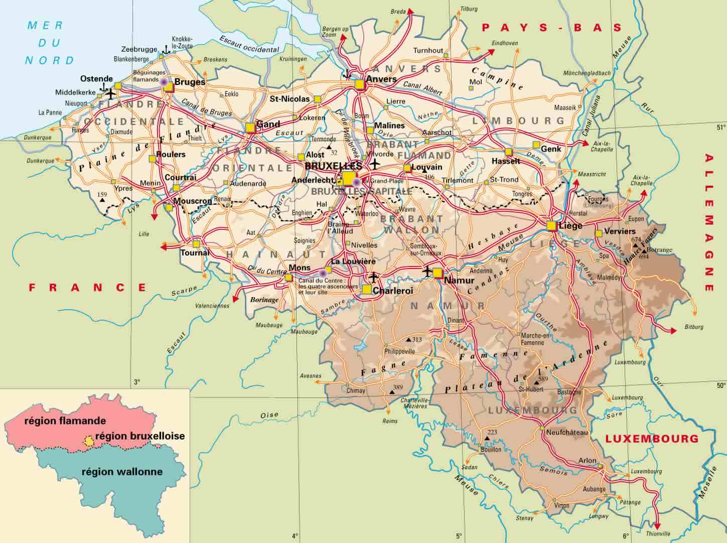 Belgique Autoroutes Carte