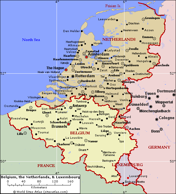 Belgique Carte Pays Bas Luxemburg