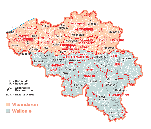 Belgique Districts Majeur Villes 2006