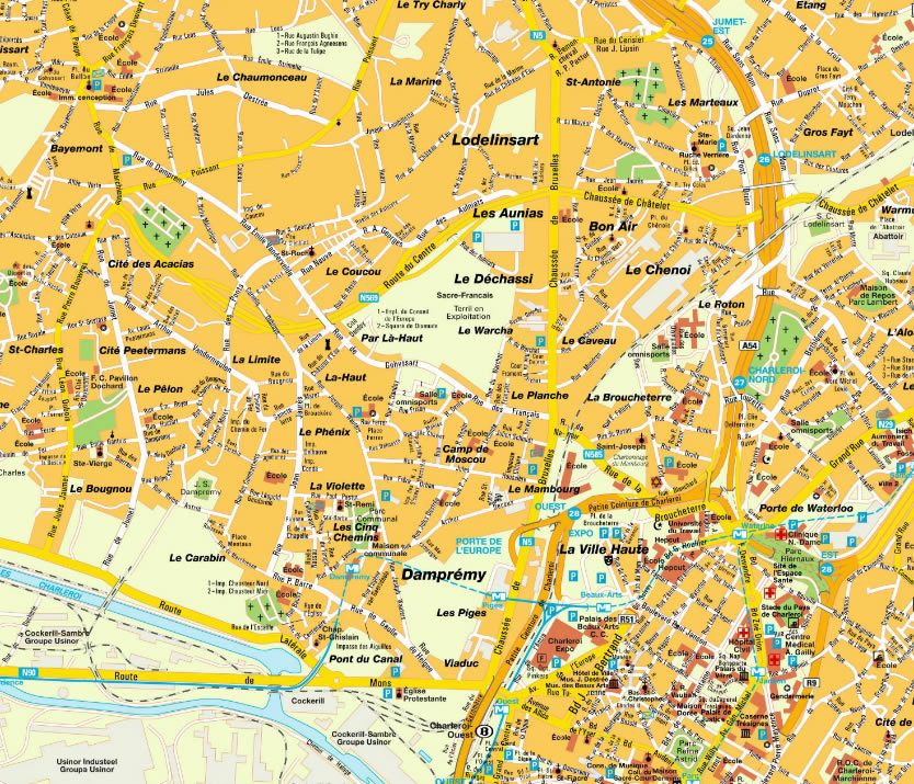 centre ville plan de Charleroi