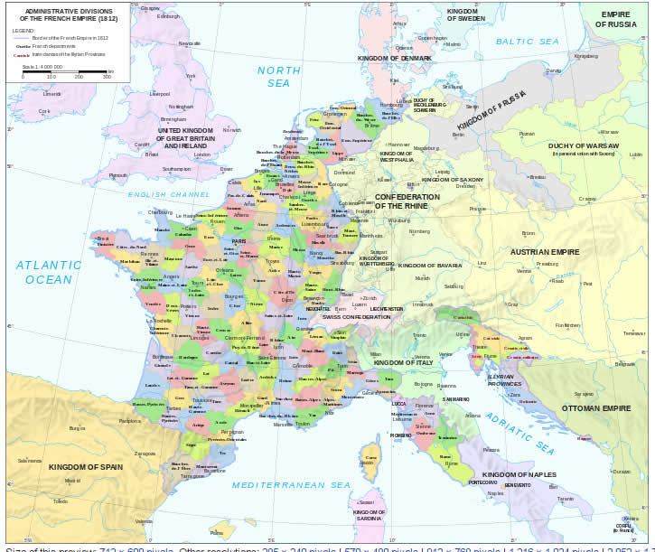 divisions administratifs de l'empire francais d'abord en 1812
