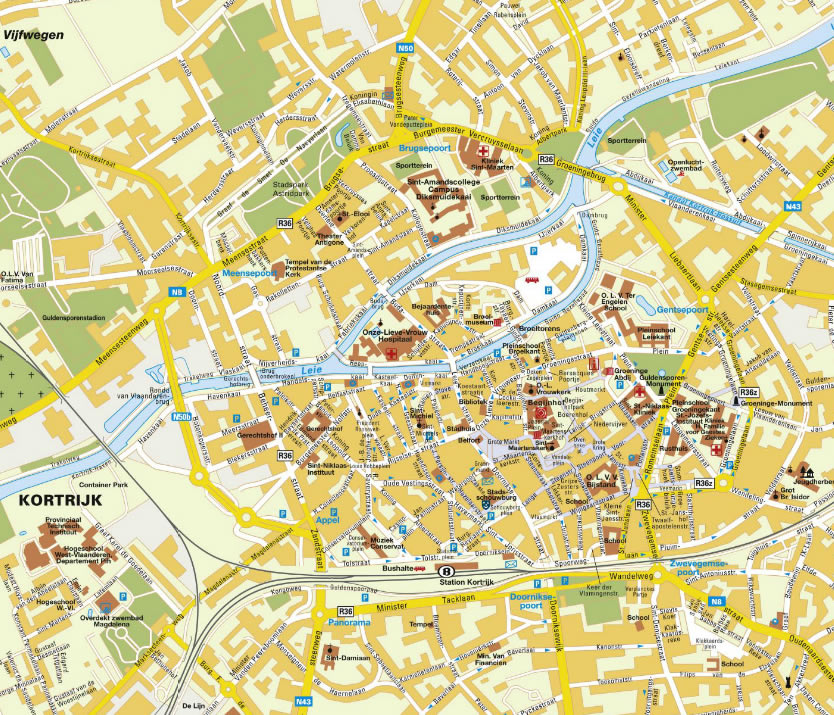 centre ville plan de Kortrijk