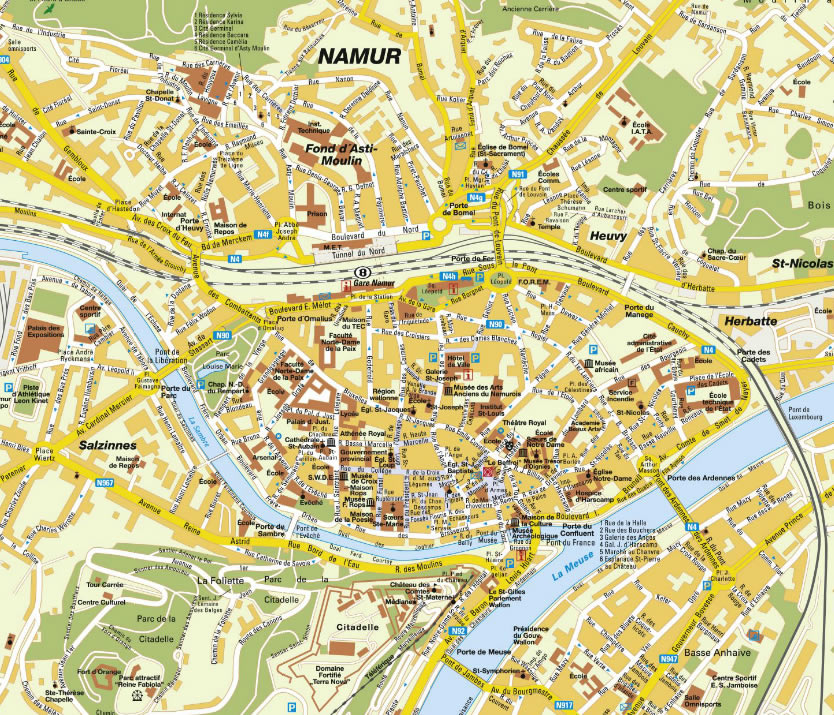 centre ville plan de Namur