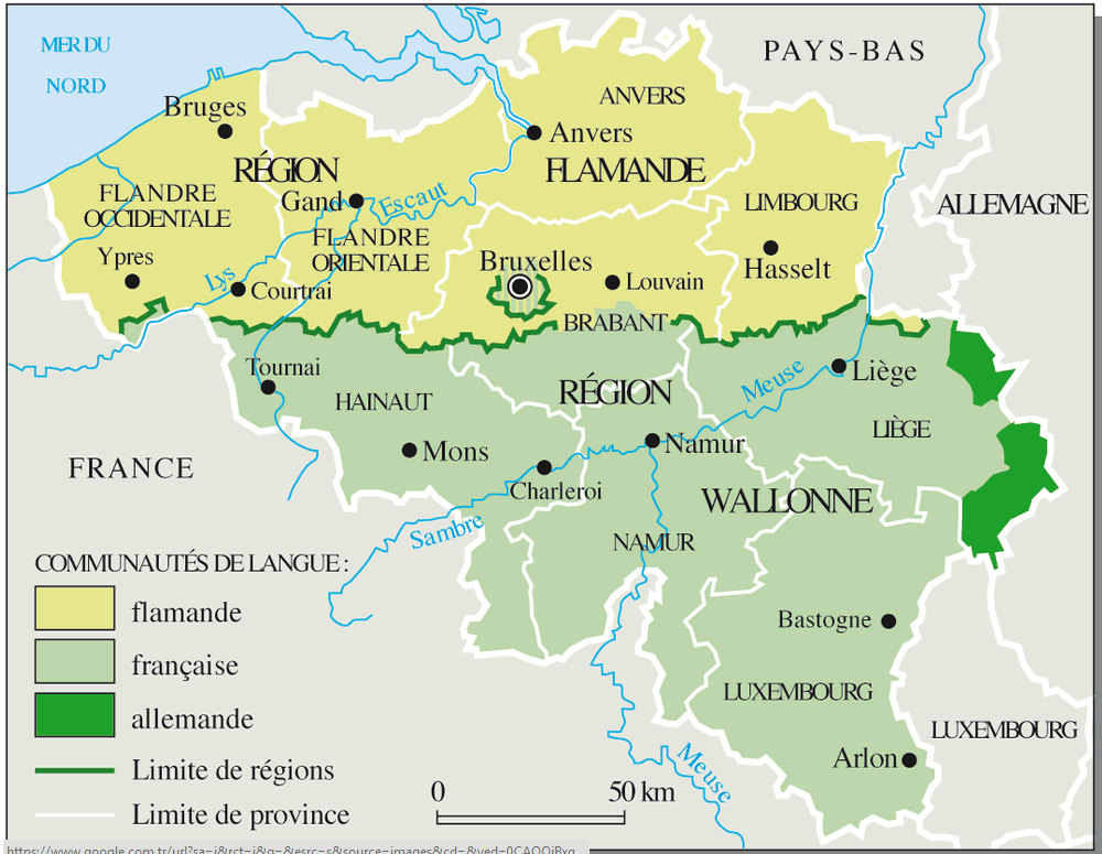 Villes Carte de la Belgique