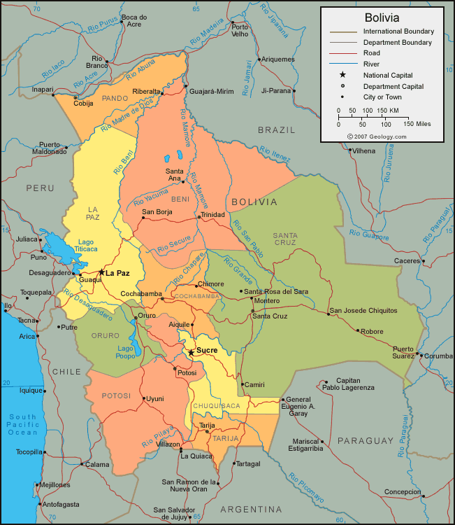 carte du bolivie