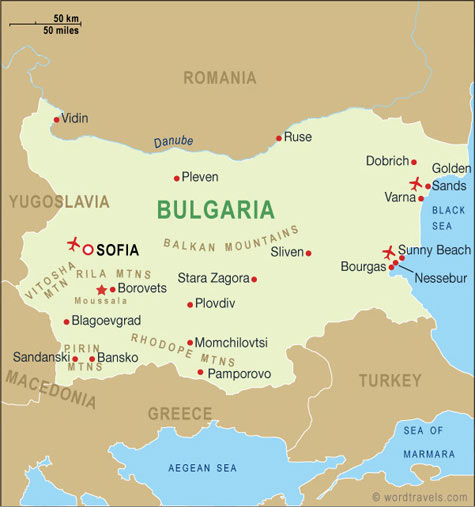 villes carte du bulgarie
