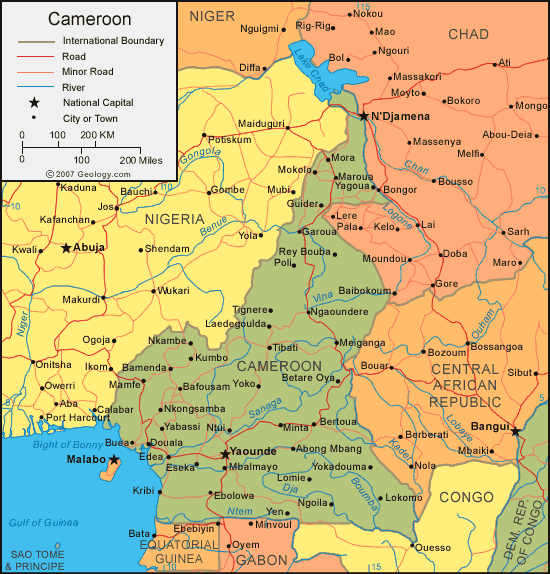 carte du Cameroun