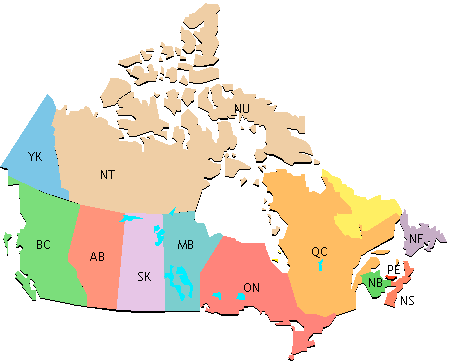 carte du canada politique