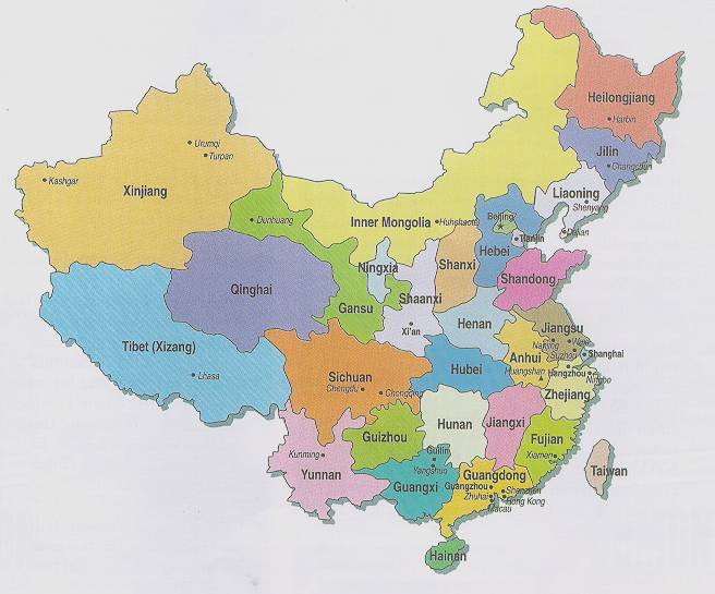 chine provinces carte