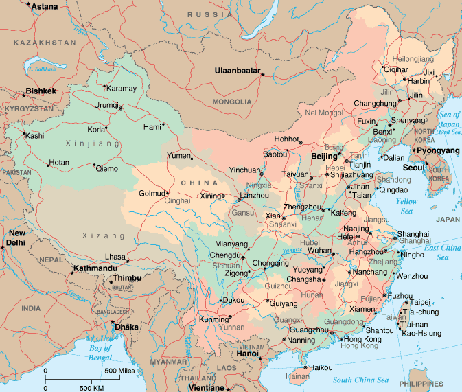 politique carte du chine