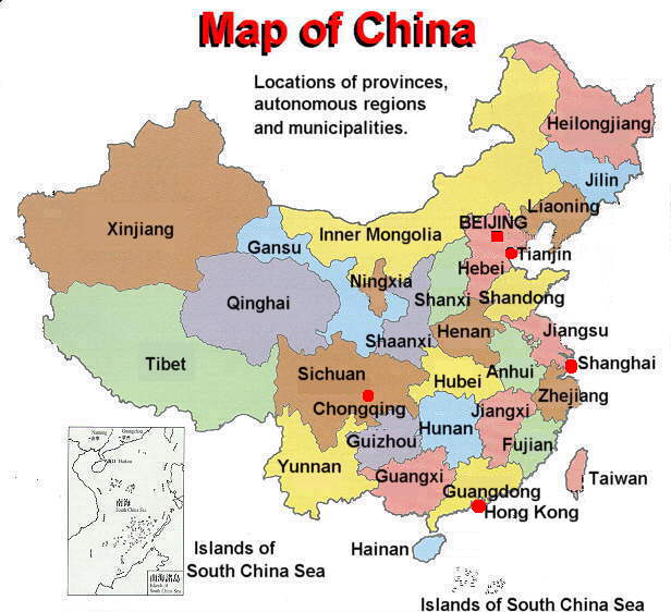 provinces carte du chine