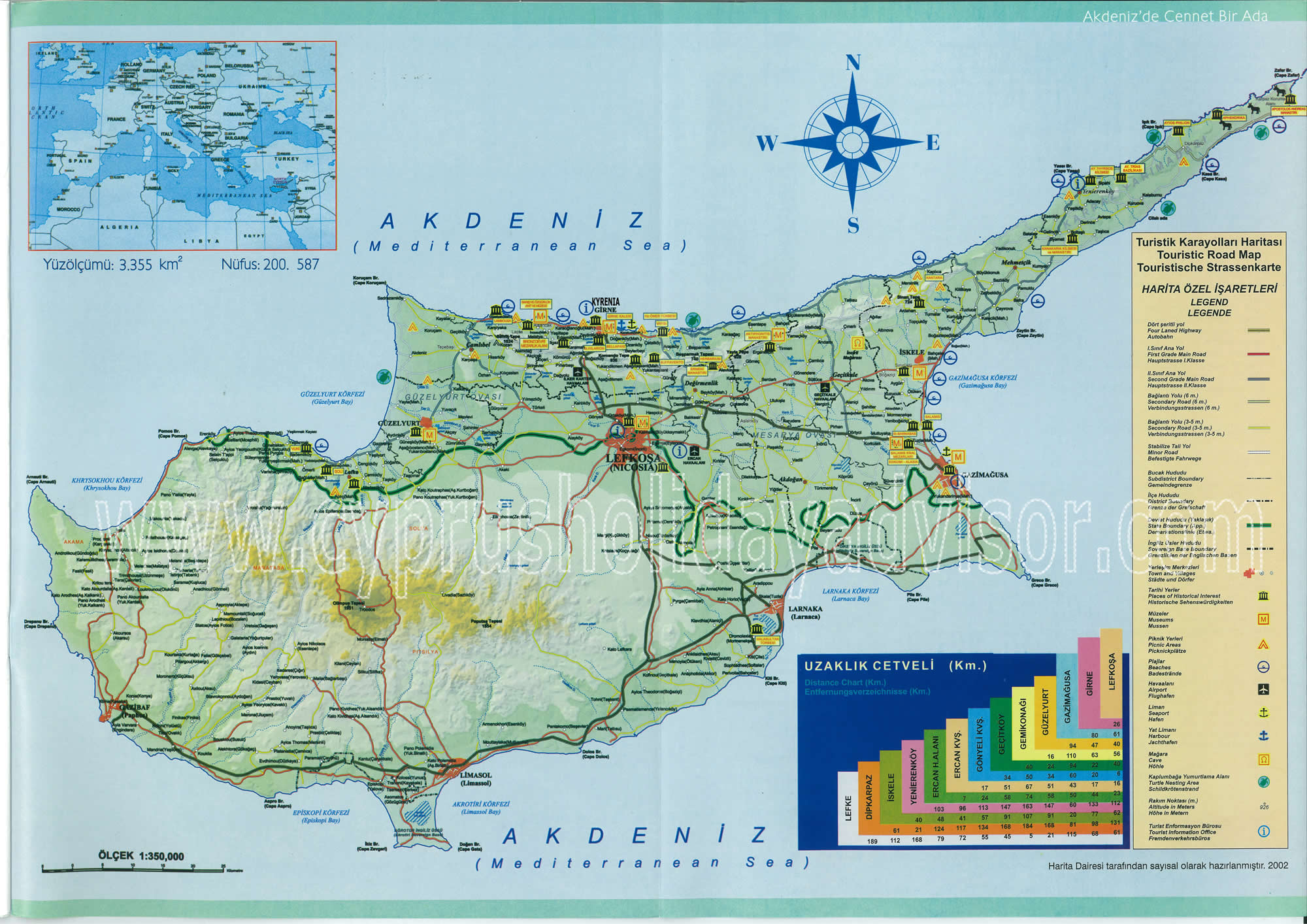 route carte du nord chypre