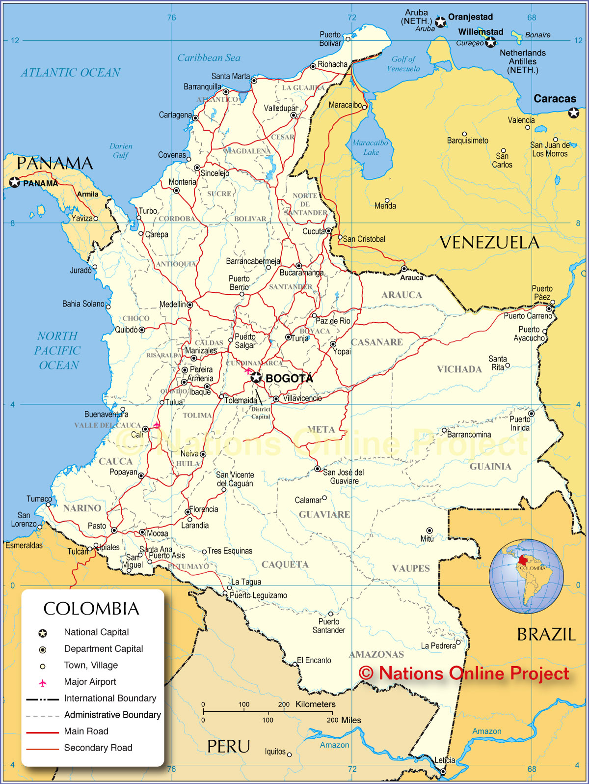 colombie politique carte