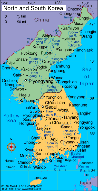 coree du nord carte coree du sud