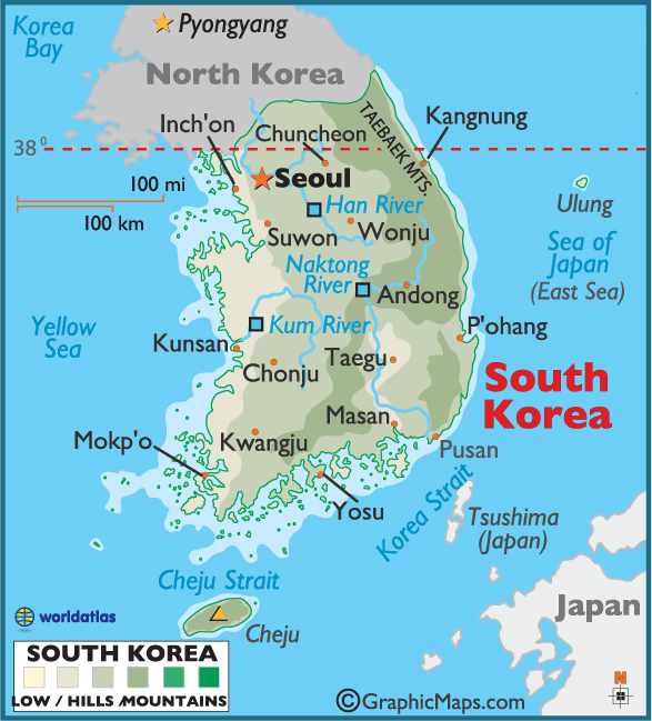 carte du coree du sud