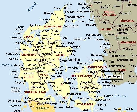 danemark villes carte